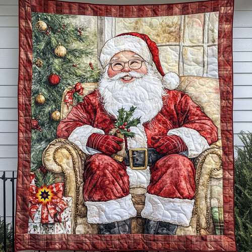 Santa And Cardinal WU0811050CL Quilt