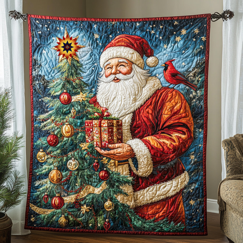 Santa And Cardinal WU0811051CL Quilt
