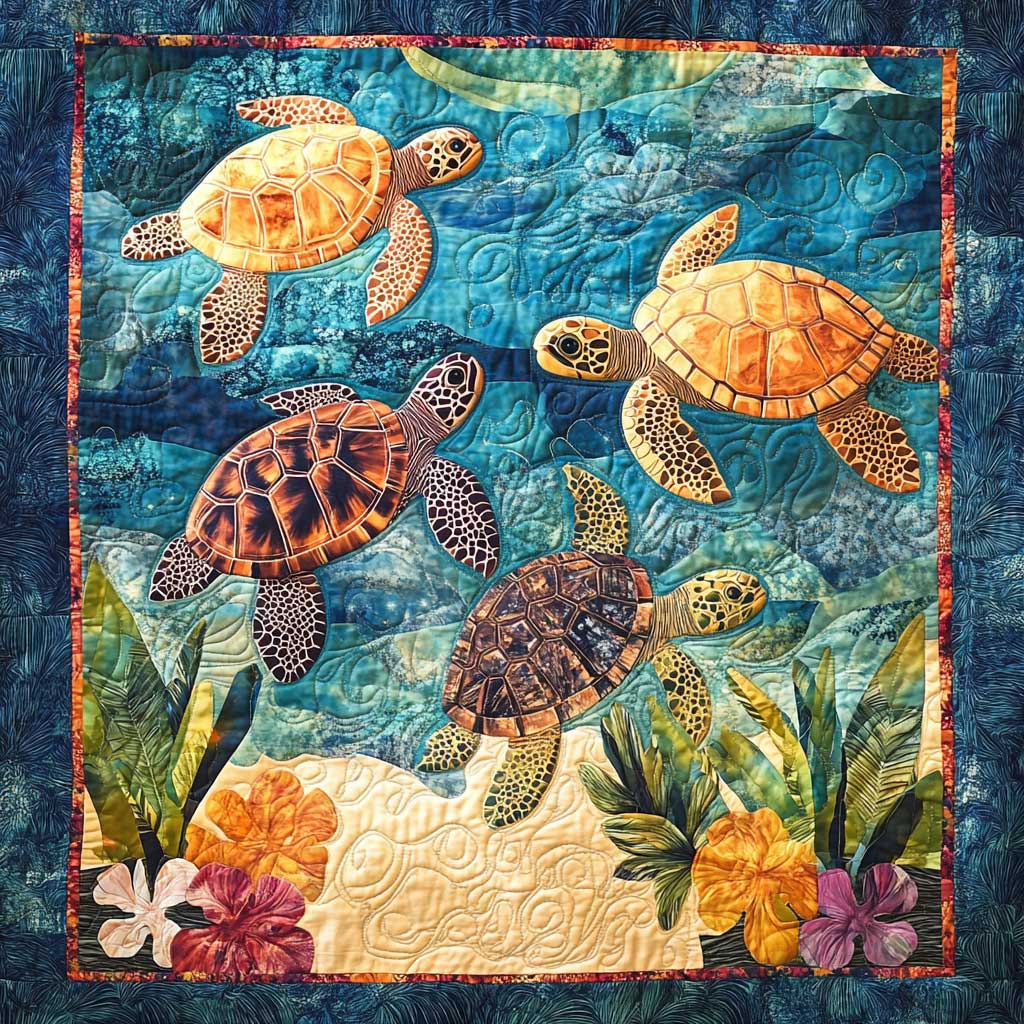 Sea Turtle Family XR0608033CL Quilt