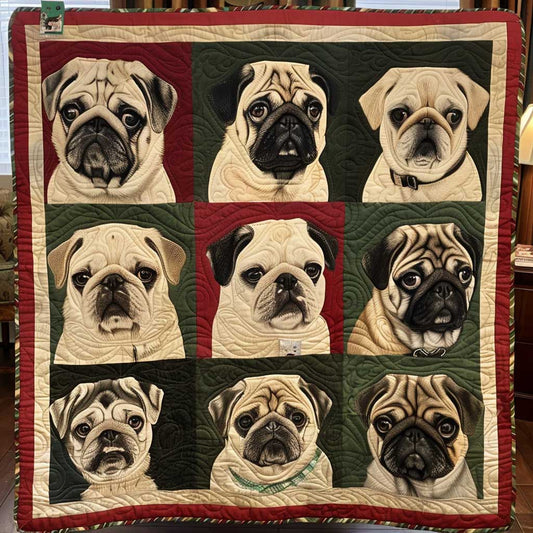 Shy Pugs XR1508005CL Quilt