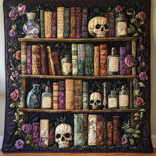 Skull Bookshelf WU1912026CL Quilt