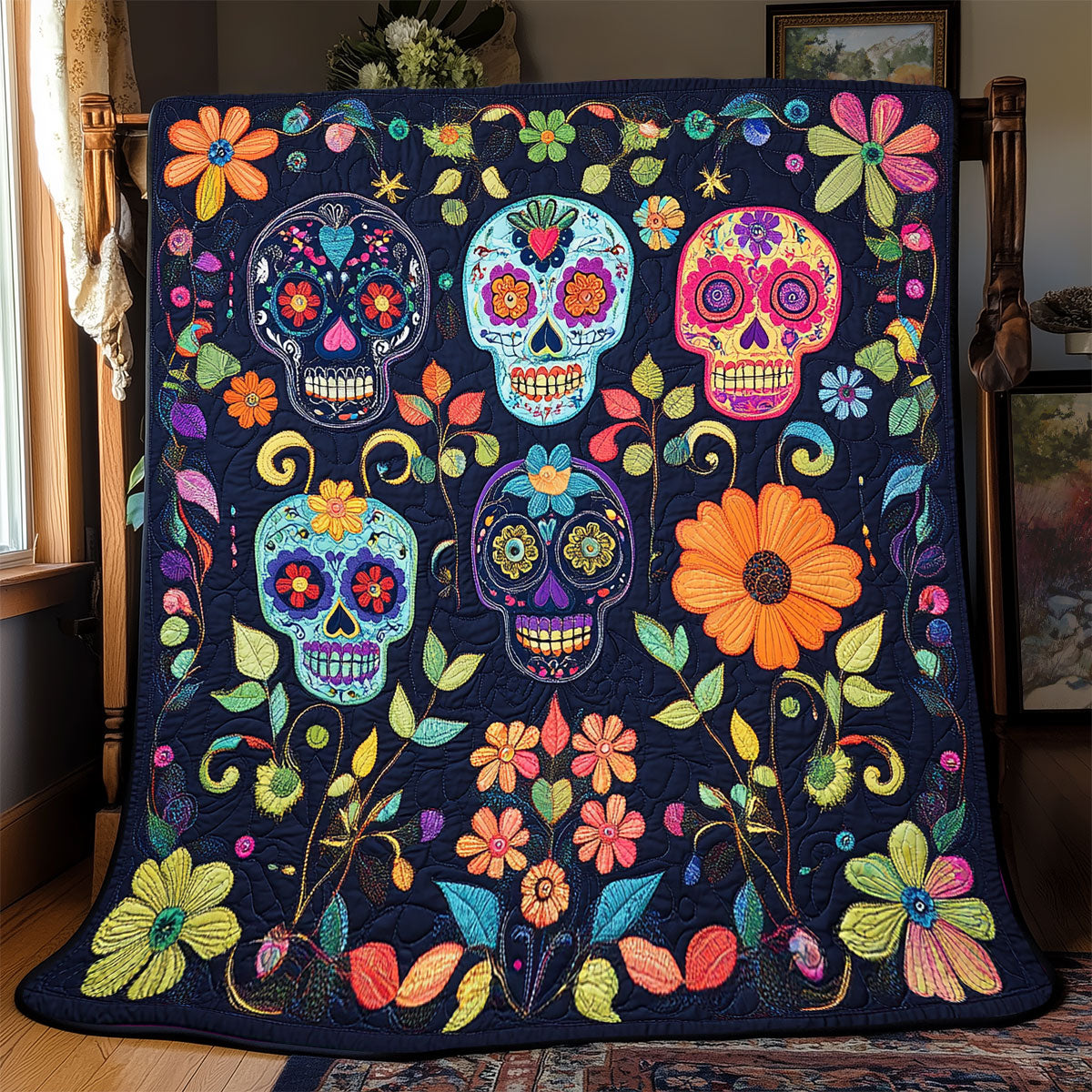 Skull Day Of The Dead WX0403089CL Quilt