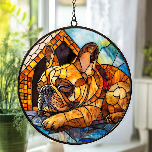 Sleeping Bulldog WU1701039CL Stained Glass Suncatcher