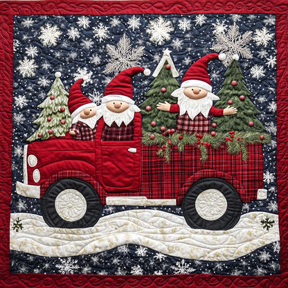 Smiling Gnomes In Red Truck XR1009016CL Quilt