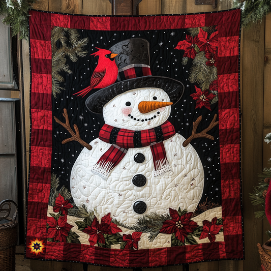 Snowman And Cardinal WU1612006CL Quilt