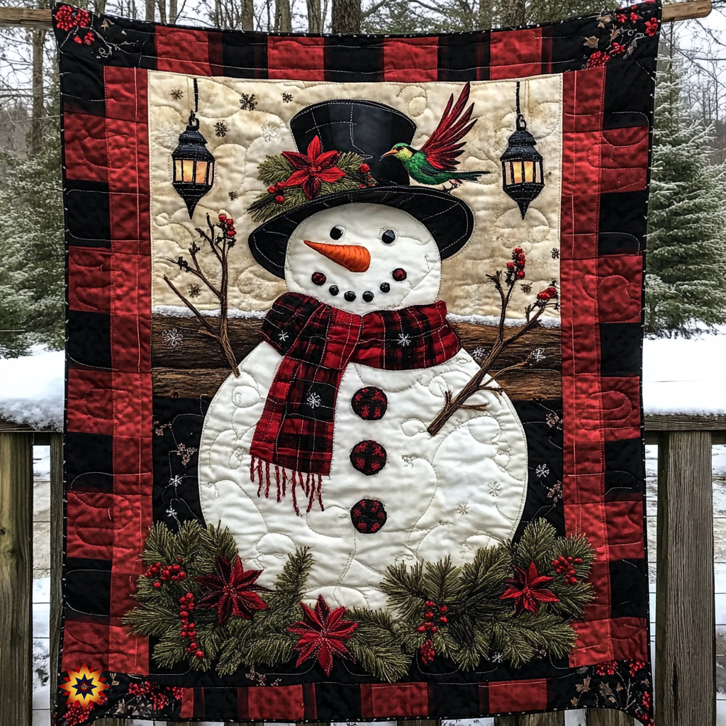 Snowman And Hummingbird WU1612001CL Quilt