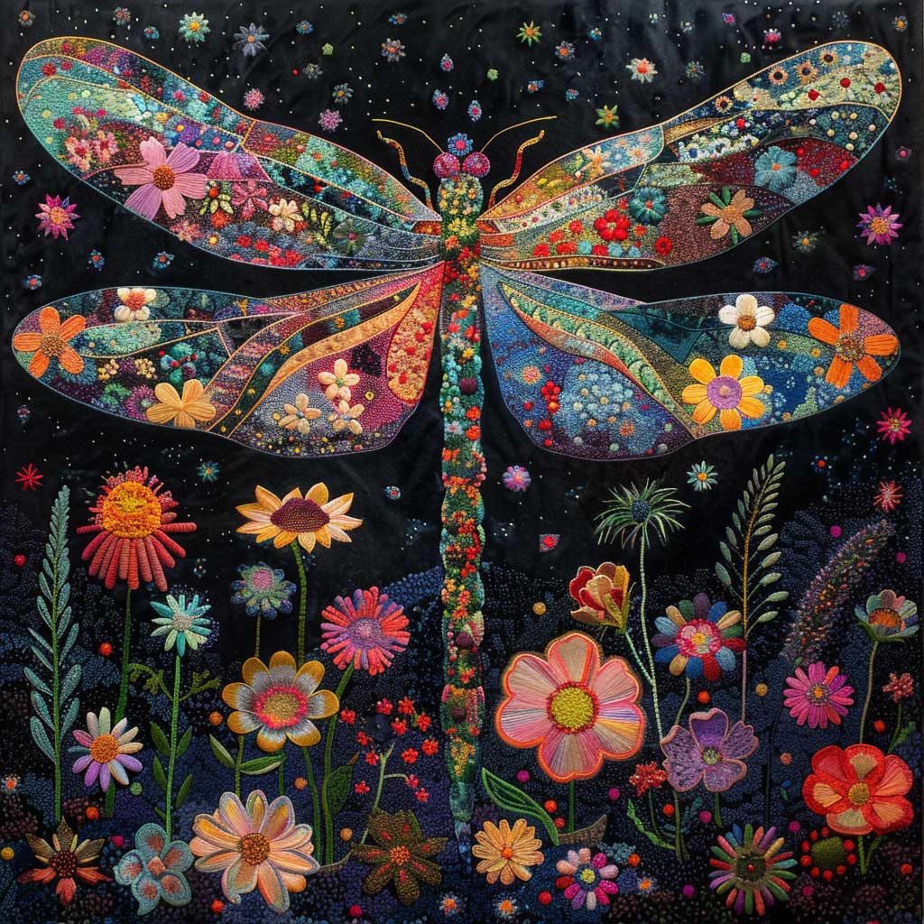 Sparkling Night Dragonfly XR3107034CL Quilt