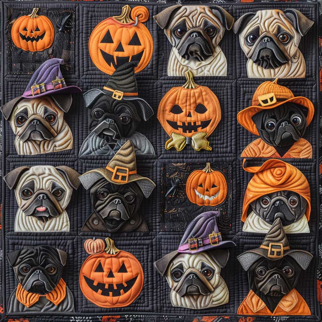 Spooky Pugs XR1908025CL Quilt