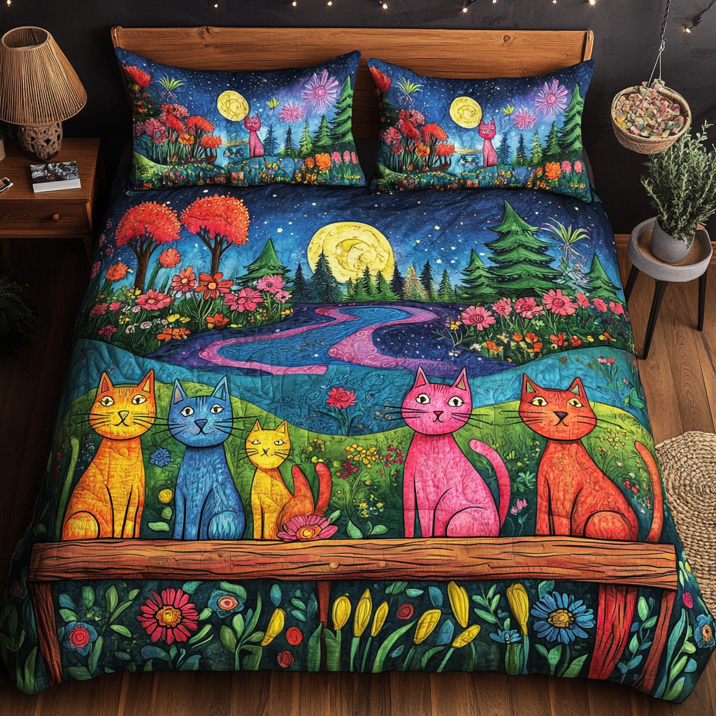 Starry Night with Felines YR2401037CL Duvet Cover Set
