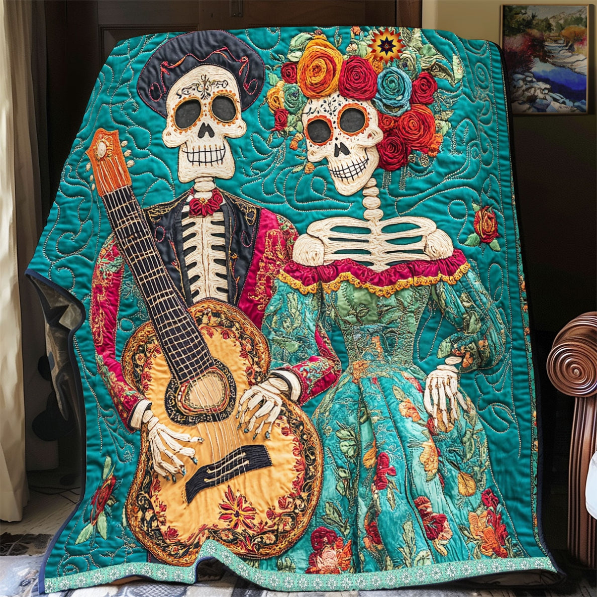 Sugar Skull Couple WU1712002CL Quilt