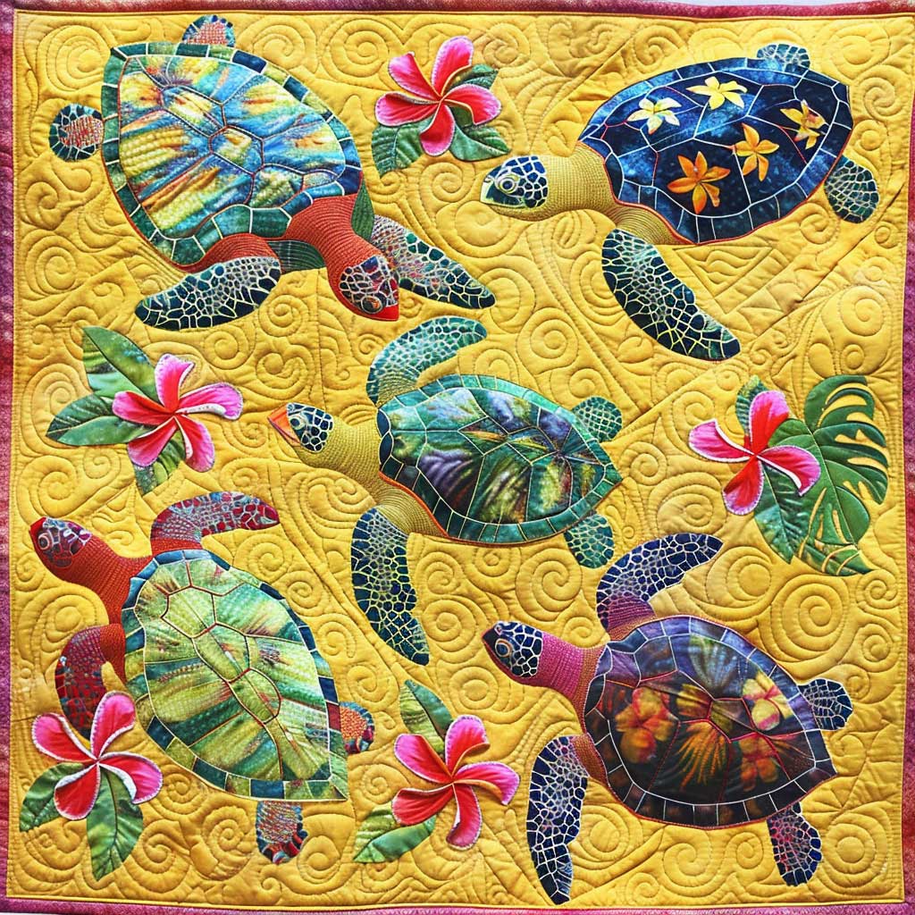 Summer Flower Turtles XR1308047CL Quilt