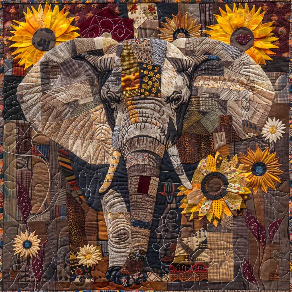 Sunflower Brown Elephant XR2407028CL Quilt