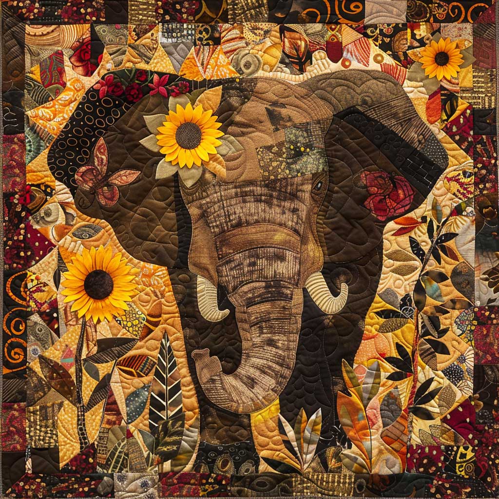 Sunflower Elephant XR2407040CL Quilt