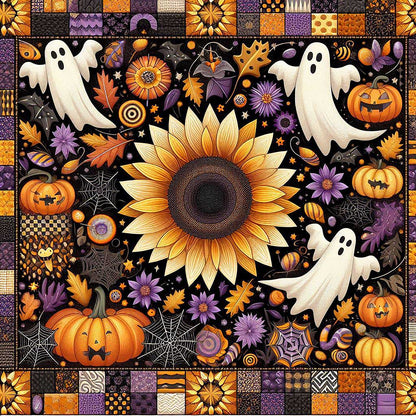 Sunflower Ghost Halloween WP2507001CL Quilt