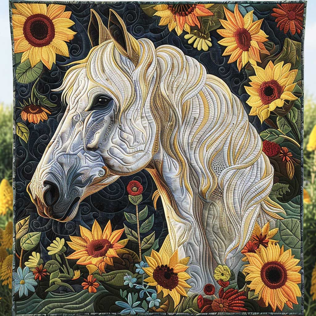 Sunflower Serenity Horse XR1008032CL Quilt