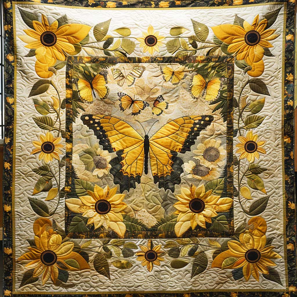 Sunflowers And Butterflies WJ2507026CL Quilt