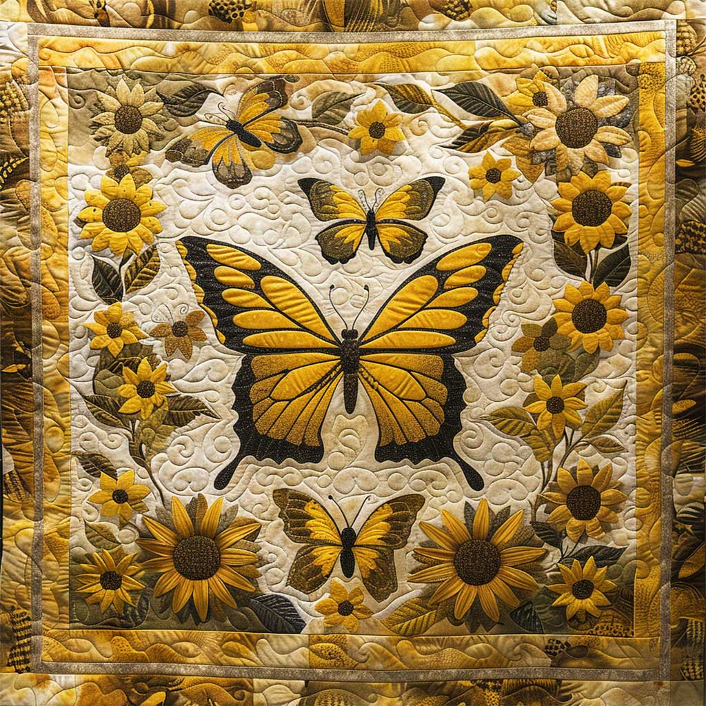 Sunflowers And Butterflies WJ2607034CL Quilt