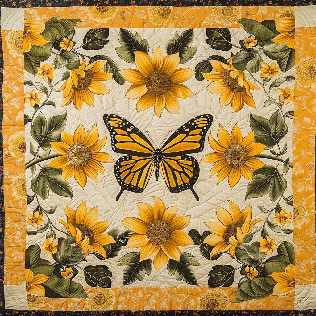 Sunflowers And Butterfly WJ2607036CL Quilt