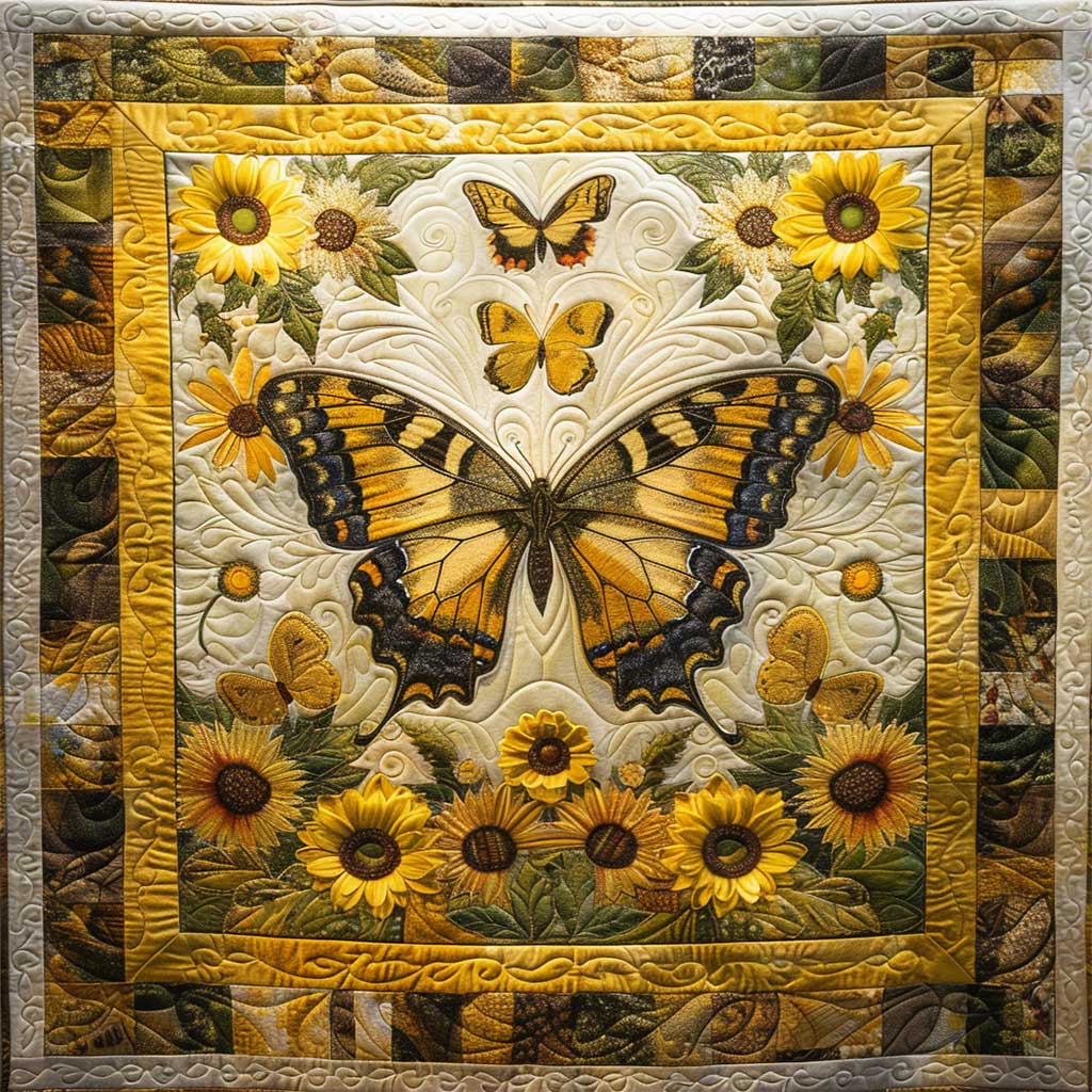 Sunflowers And Butterfly WJ2607037CL Quilt