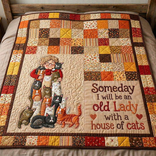 Old Lady With House Of Cats XR3103005CL Quilt Blanket