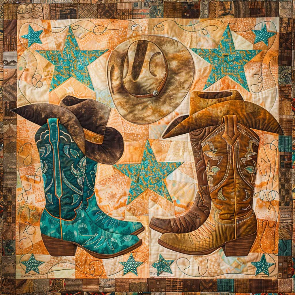 Teal And Brown Boots XR2007002CL Quilt