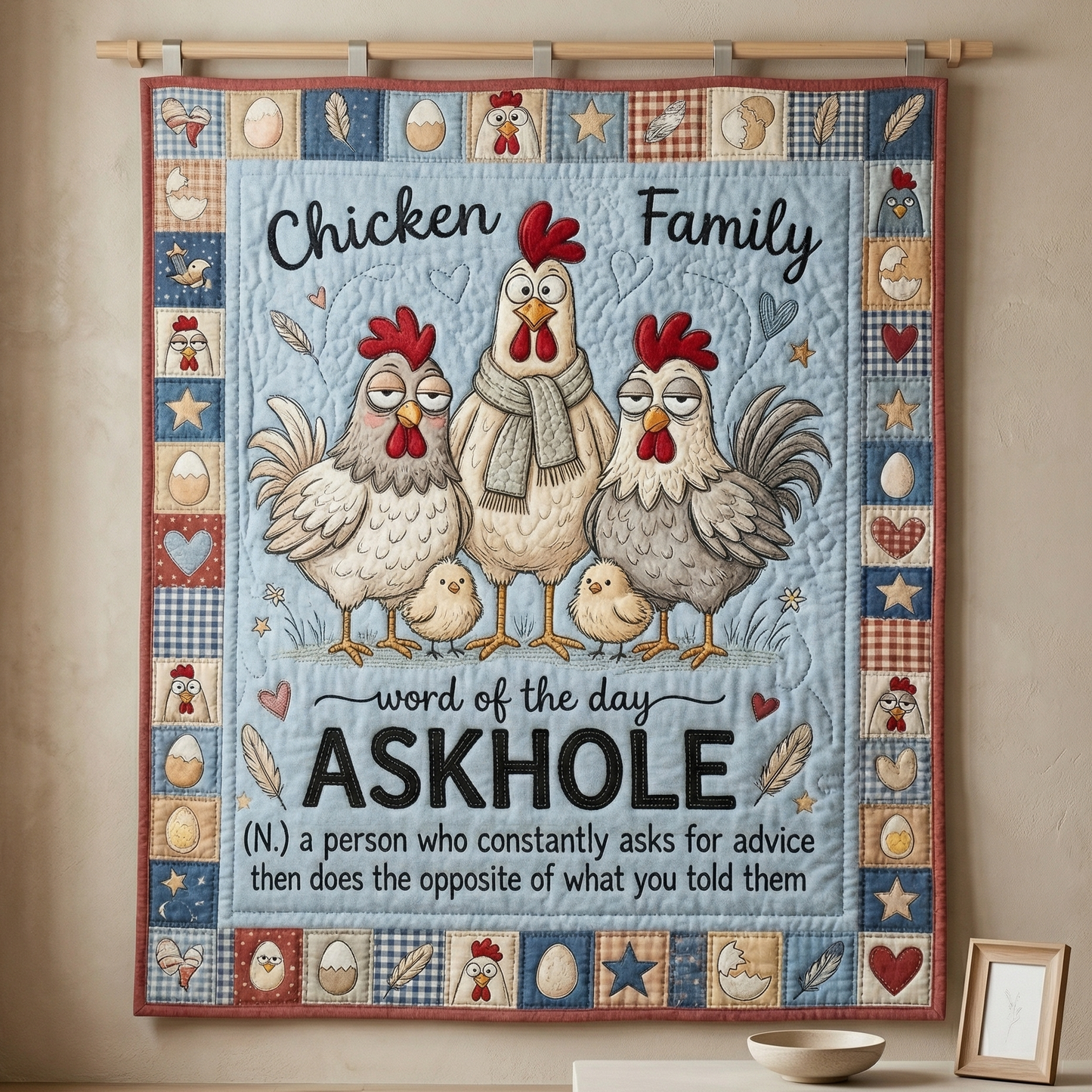 Funny Chicken Family Word Of The Day WN0604008CL Quilt