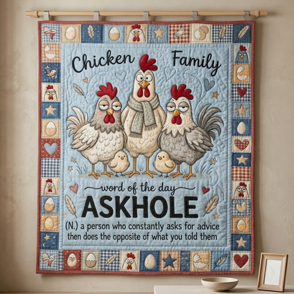 Funny Chicken Family Word Of The Day WN0604008CL Quilt