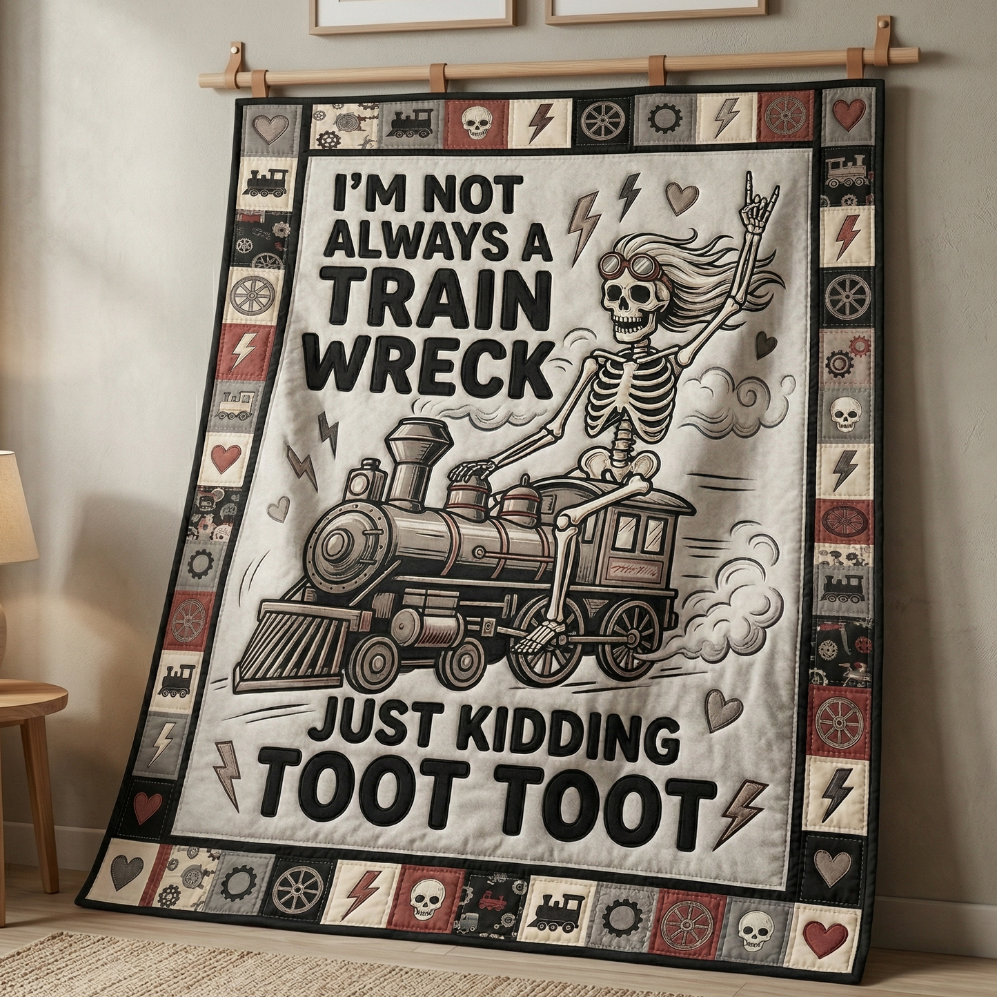 Funny Skeleton Train Wreck WN0604016CL Quilt