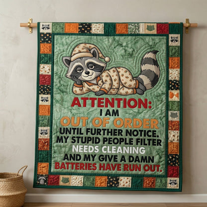 Funny Raccoon Out Of Order WN0604014CL Quilt