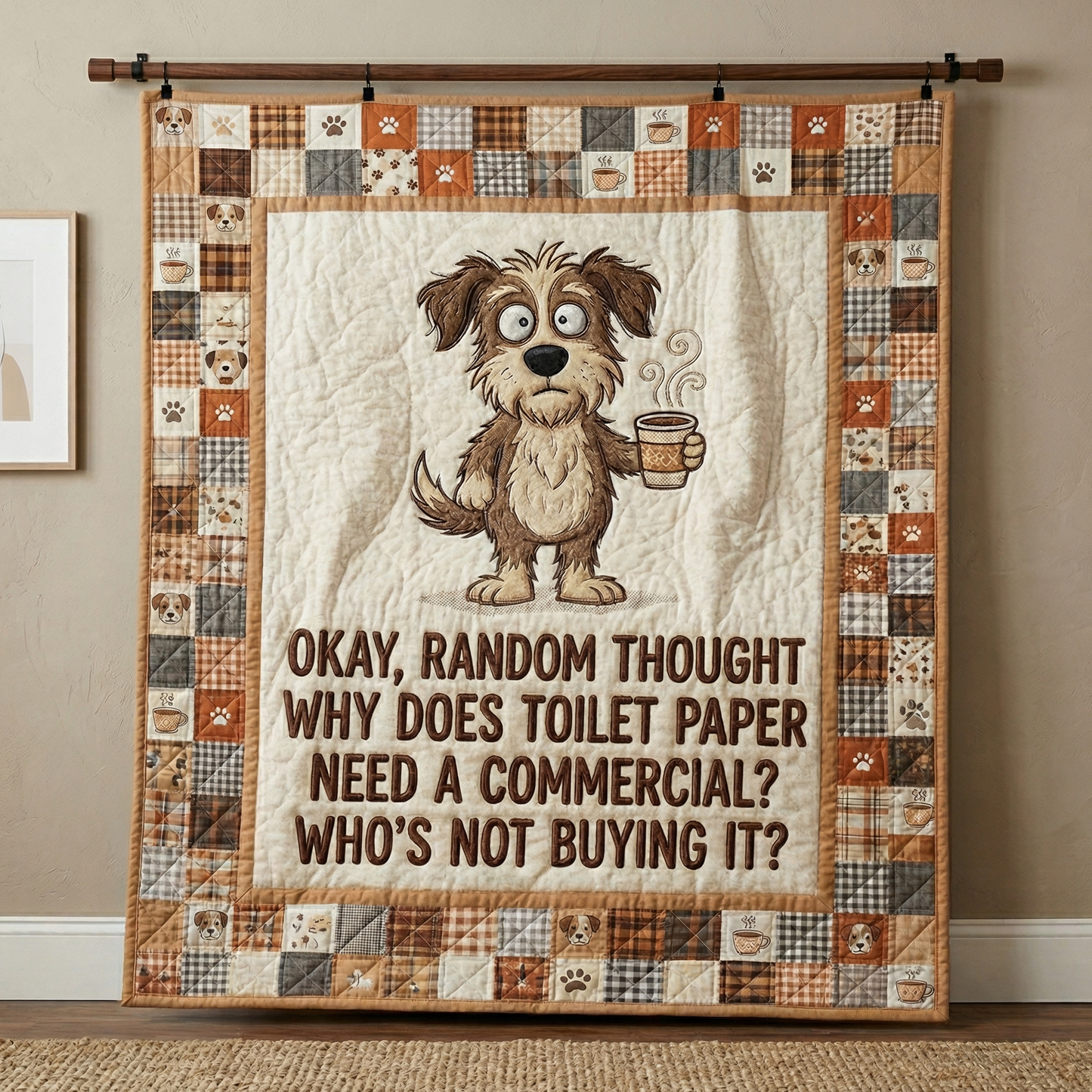 Funny Dog Coffee Thoughts WN0604010CL Quilt