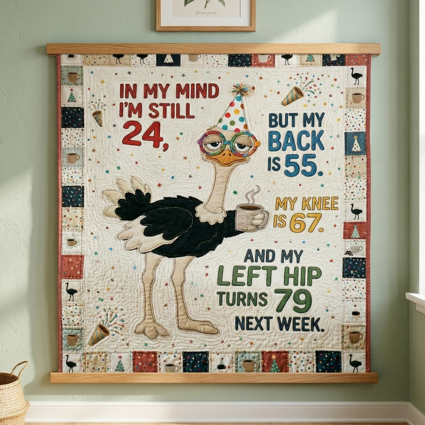 Funny Aging Ostrich WN0604007CL Quilt