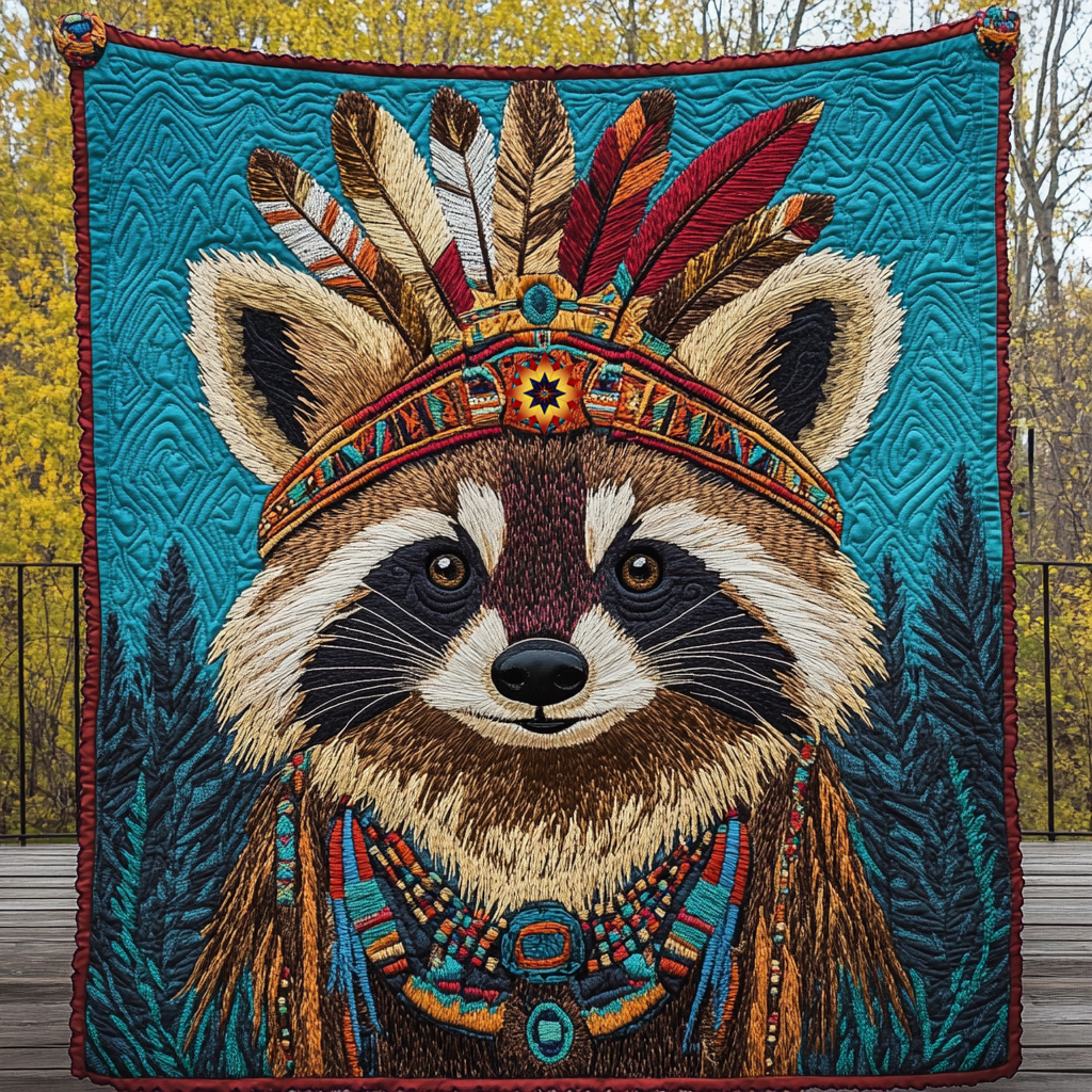 Tribal Raccoon WU1312011CL Quilt