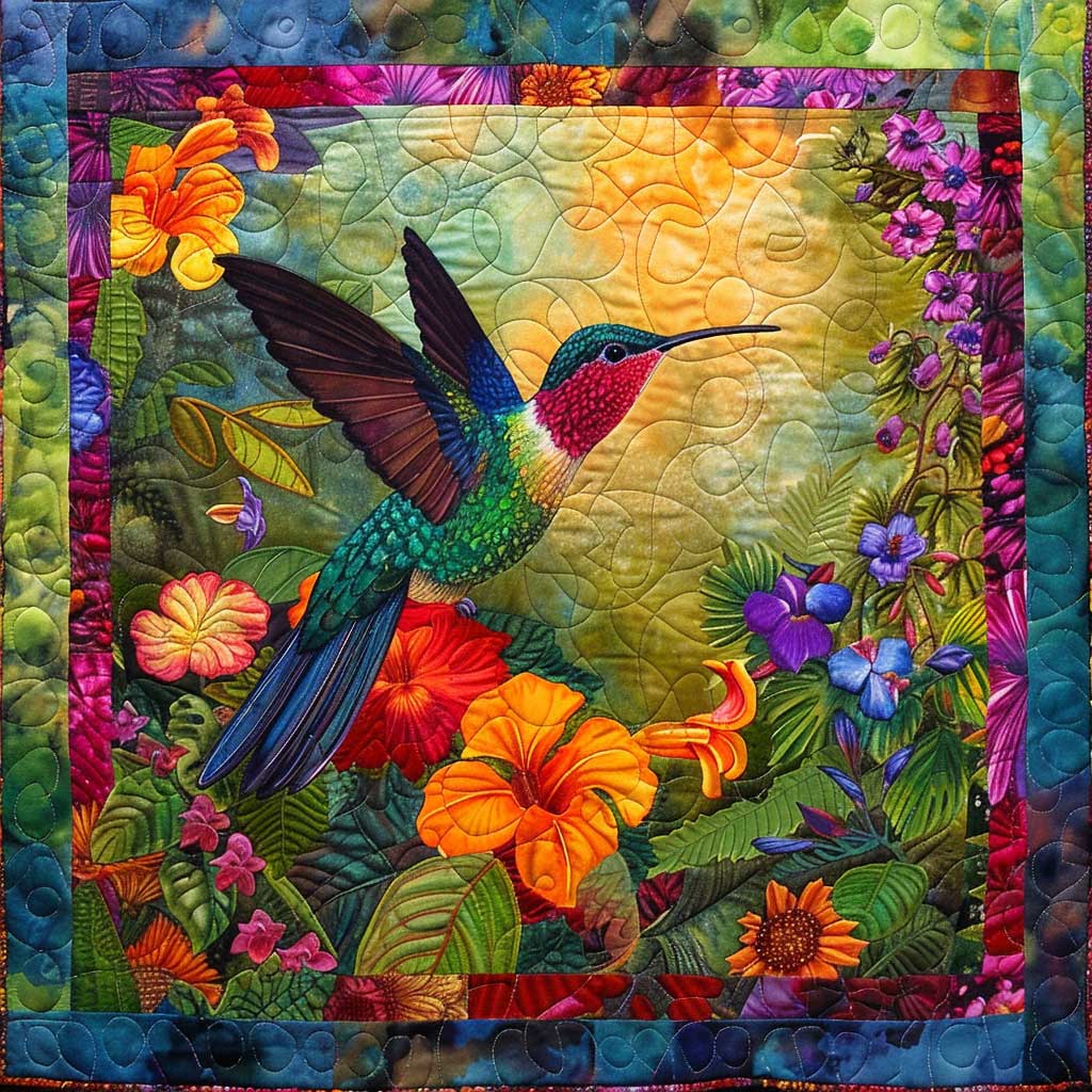 Tropical Jungle Hummingbird XR2407042CL Quilt