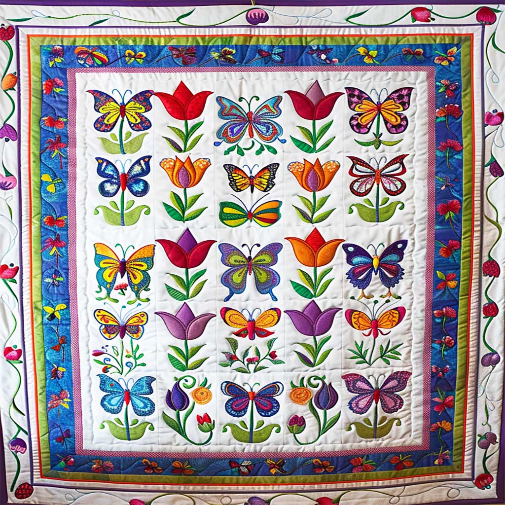 Tulip Butterflies WJ2907041CL Quilt