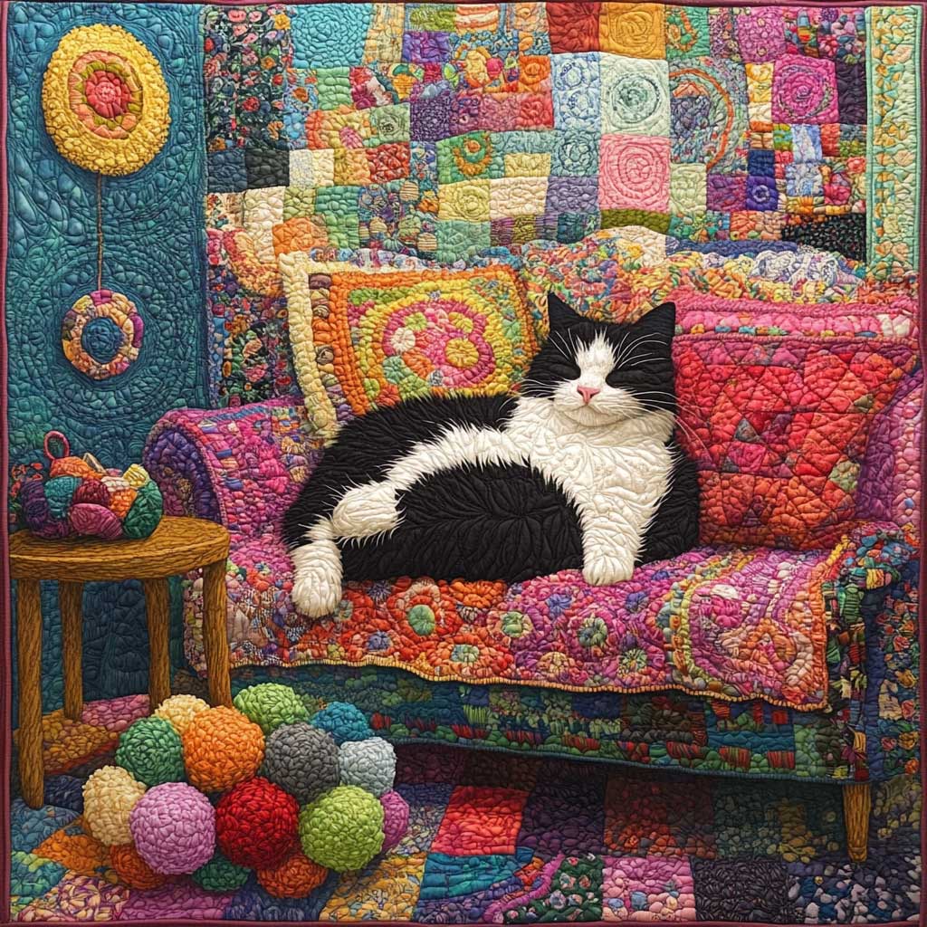 Tuxedo Cat And Crochet Room XR0608046CL Quilt