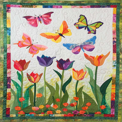 Vibrant Tulips And Butterflies WJ2307036CL Quilt