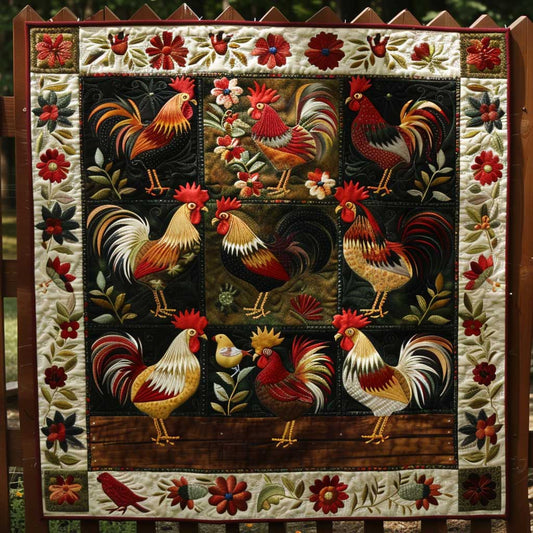 Vintage Chickens XR0908032CL Quilt