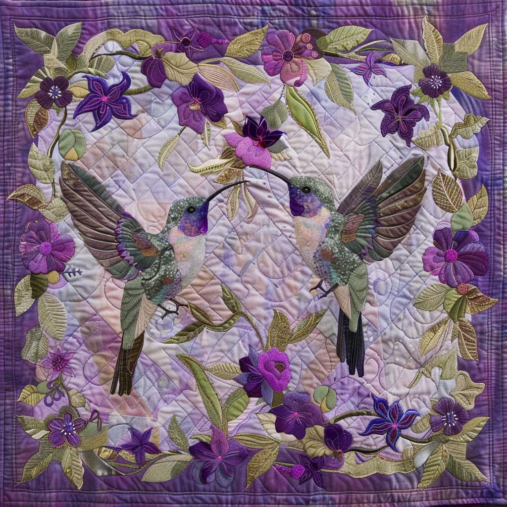 Violet Hummingbirds XR2707016CL Quilt