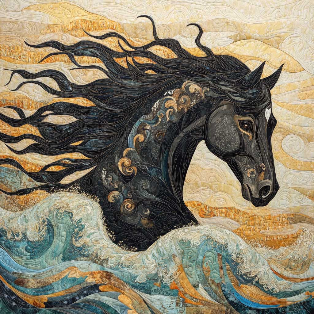 Wave Of Ocean Horse XR0808039CL Quilt