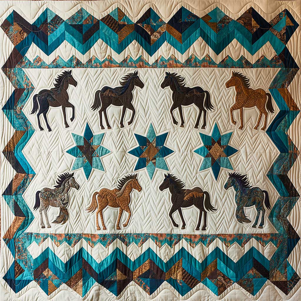 Western Inspired Horses WJ1906017CL Quilt