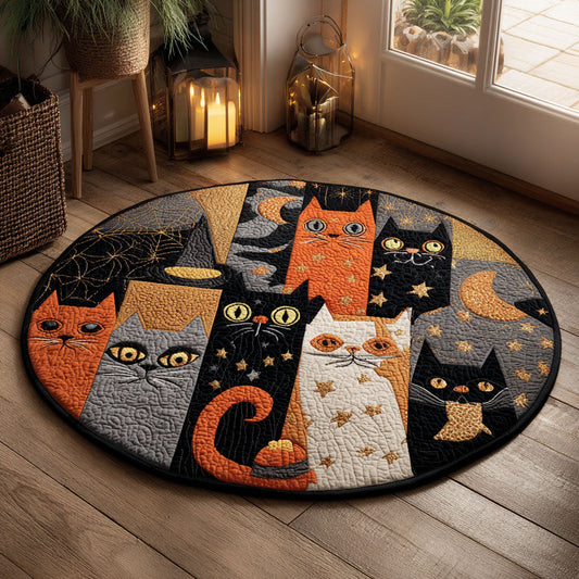 Whimsical Cat CW0508049CL Quilted Round Mat