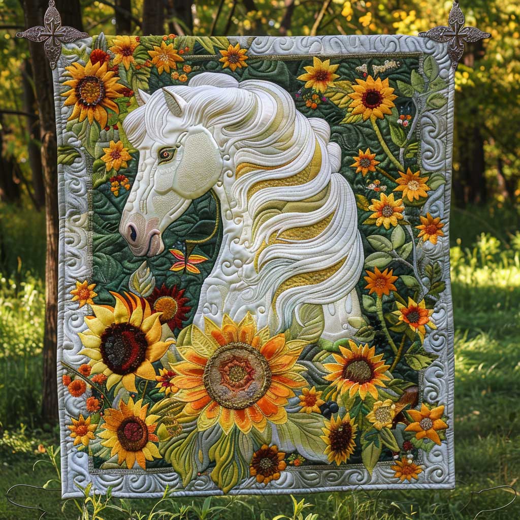 Whispering White Horse XR1008060CL Quilt