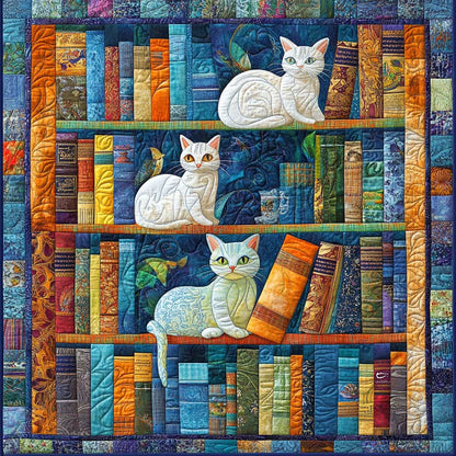 White Cats And Books XR0508019CL Quilt